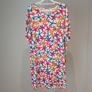 Soma Cool Nights Starfish Short Sleeve Sleepshirt Night Gown Sz L